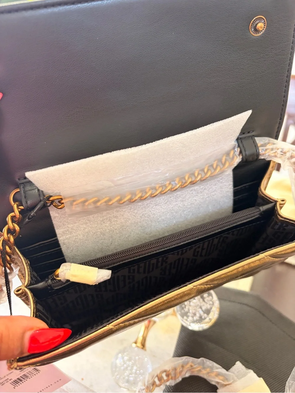 Kurt Geiger London SoHo Wallet on Chain BRONZE -NWT